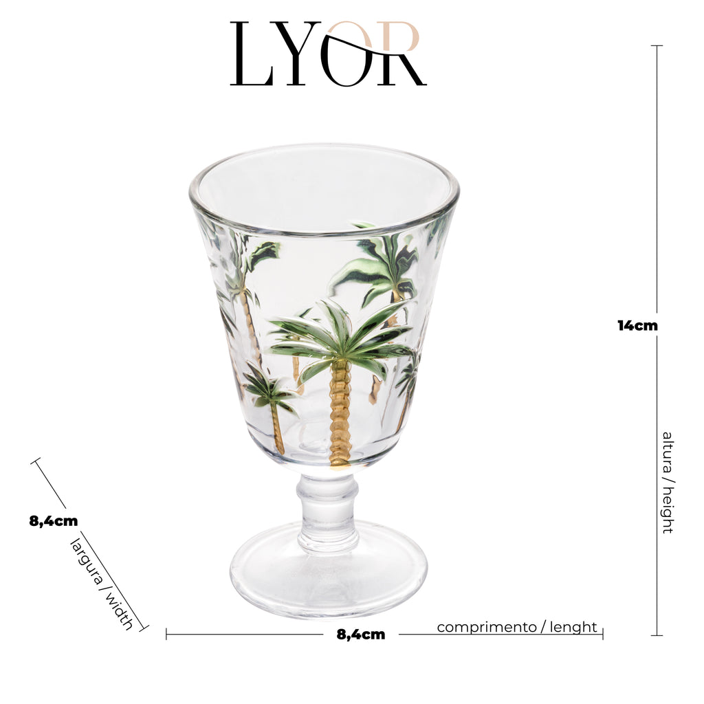 Conjunto 6 Taças de Cristal Palm Hand Painting 240ml - Lyor
