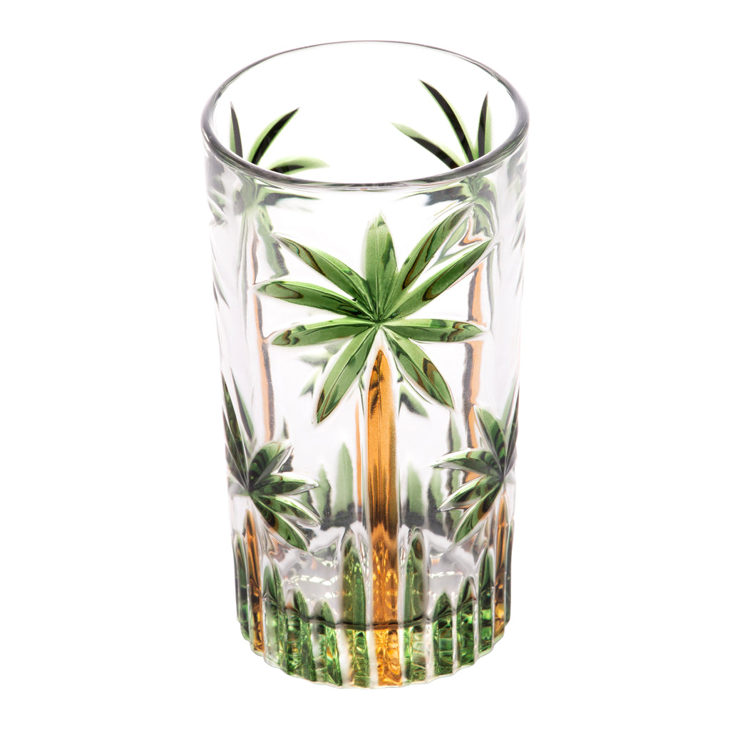 Conjunto 6 Copos Altos Palm Tree Handpaint 360ml Cristal - Wolff