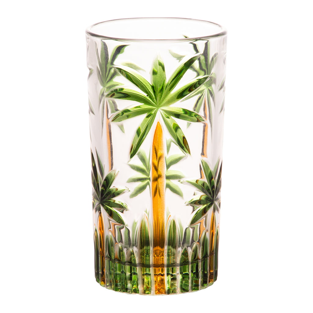 Conjunto 6 Copos Altos Palm Tree Handpaint 360ml Cristal - Wolff
