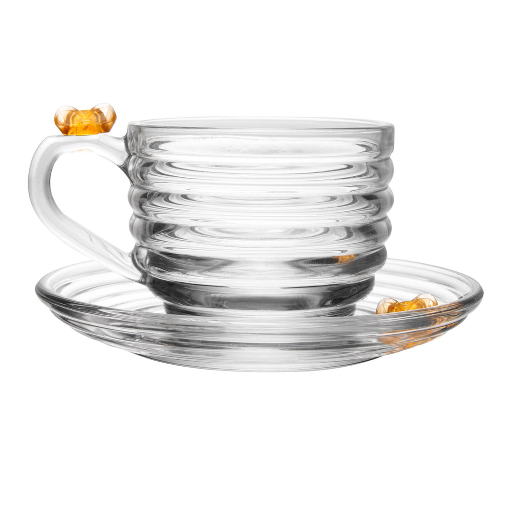 Xícara de Chá com Pires Little Bee 200ml – Cristal Ecológico Lyor