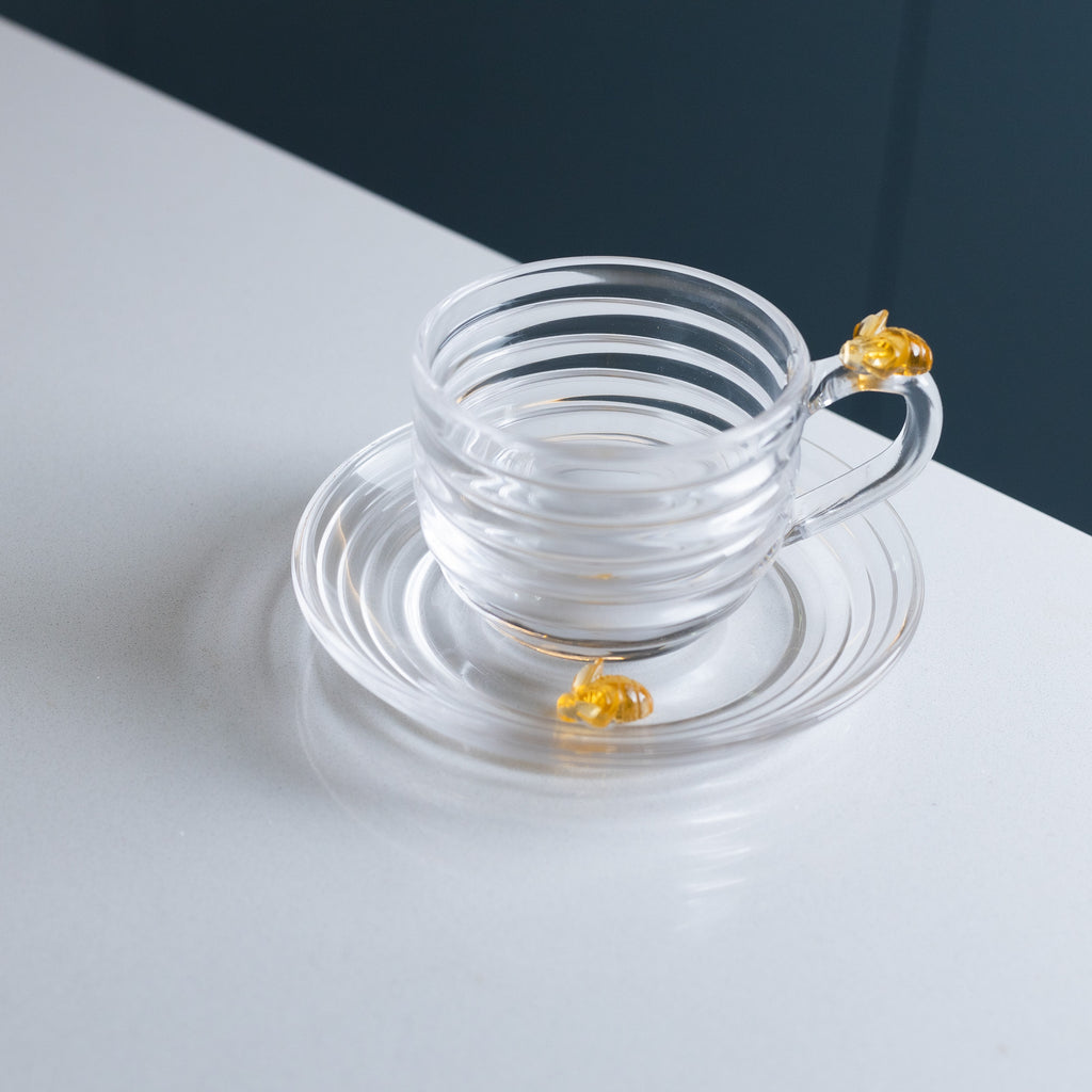 Xícara de Chá com Pires Little Bee 200ml – Cristal Ecológico Lyor