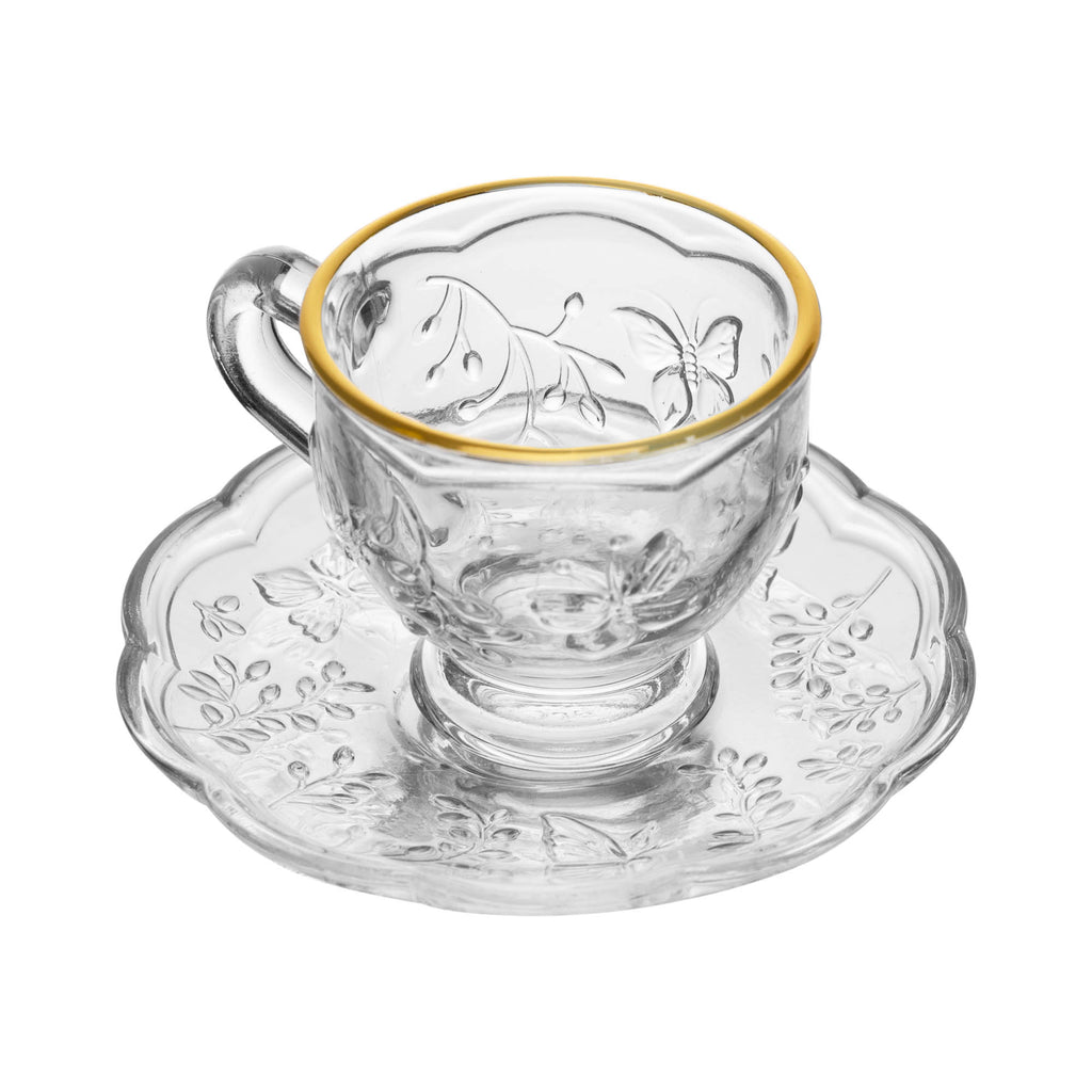 Xícara de Café com Pires New Butterfly com Fio de Ouro 80ml – Lyor