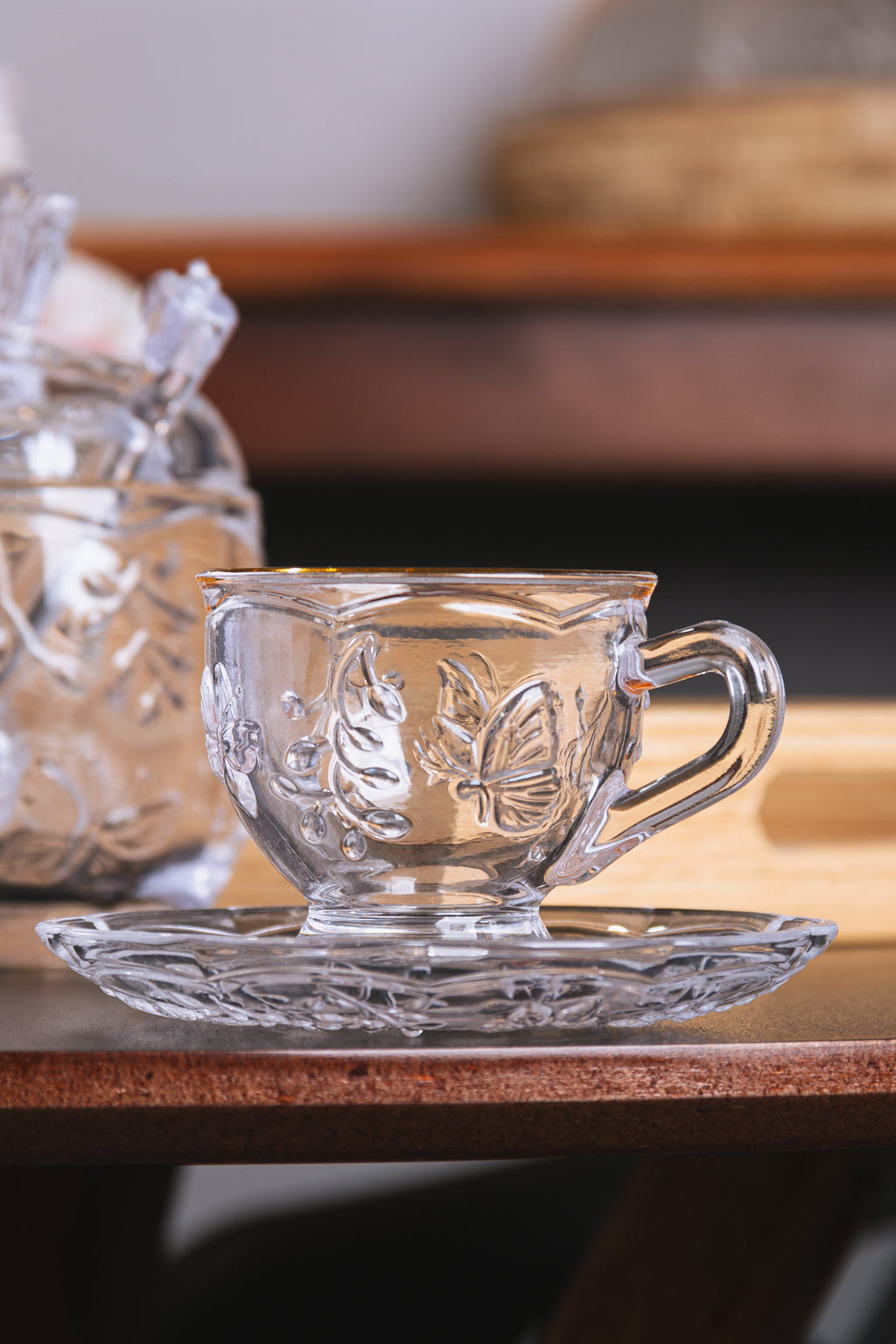 Xícara de Café com Pires New Butterfly com Fio de Ouro 80ml – Lyor