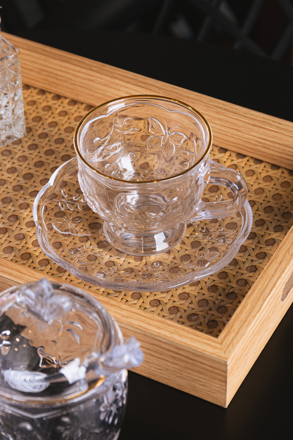 Xícara de Chá com Pires New Butterfly com Fio de Ouro 180ml – Lyor