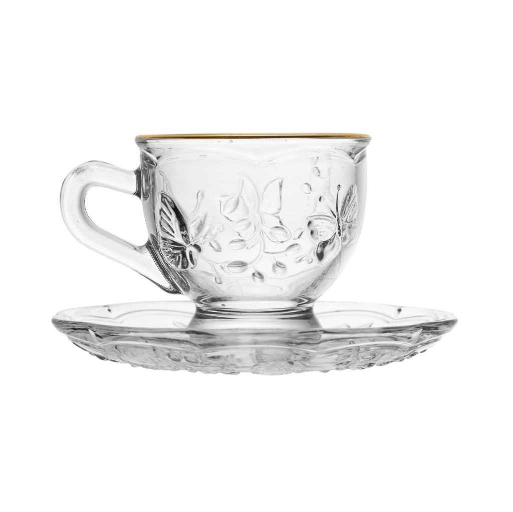 Xícara de Chá com Pires New Butterfly com Fio de Ouro 180ml – Lyor