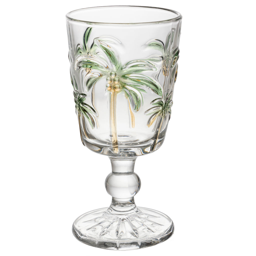 Conjunto 6 Taças de Água Tropical Palm Hand Painting 310ml Vidro - Lyor