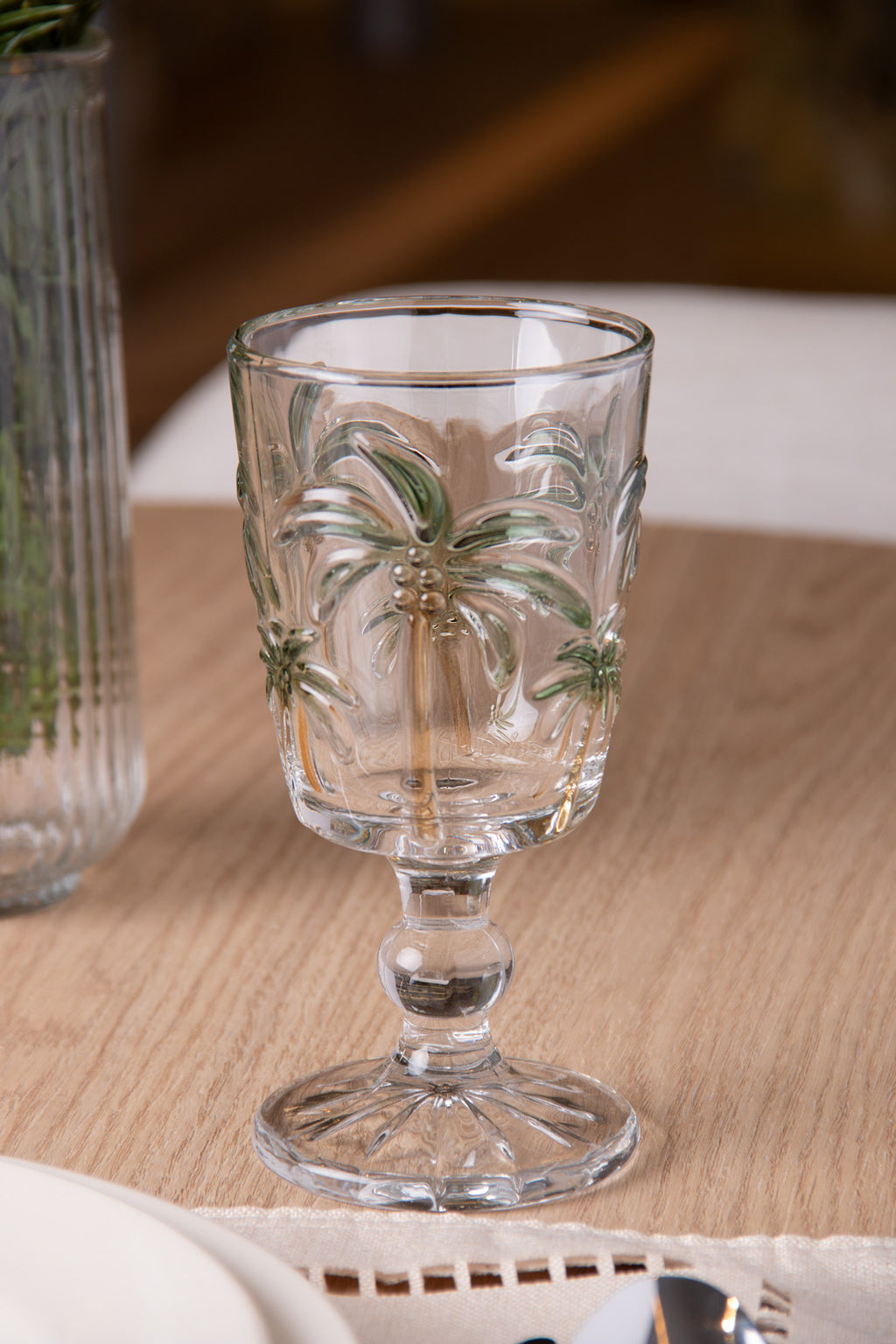 Conjunto 6 Taças de Água Tropical Palm Hand Painting 310ml Vidro - Lyor