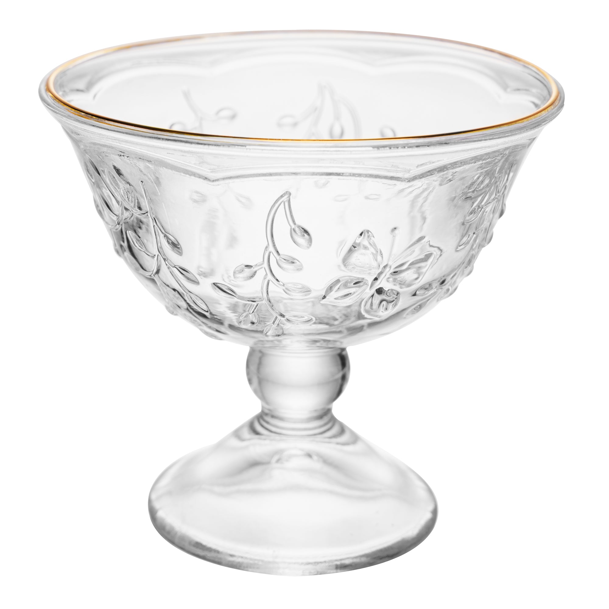 Conjunto 6 Taças de Sobremesa New Butterfly com Fio de Ouro 225ml
