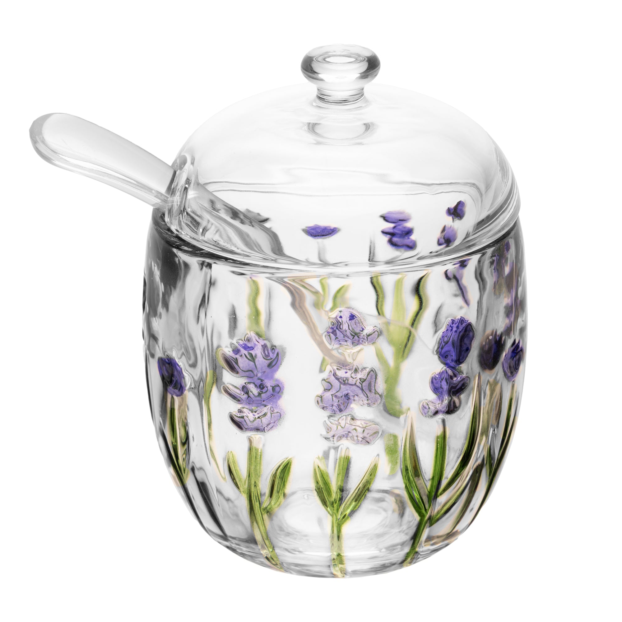 Açucareiro com Colher e Tampa Lavanda Hand Painting – Lyor