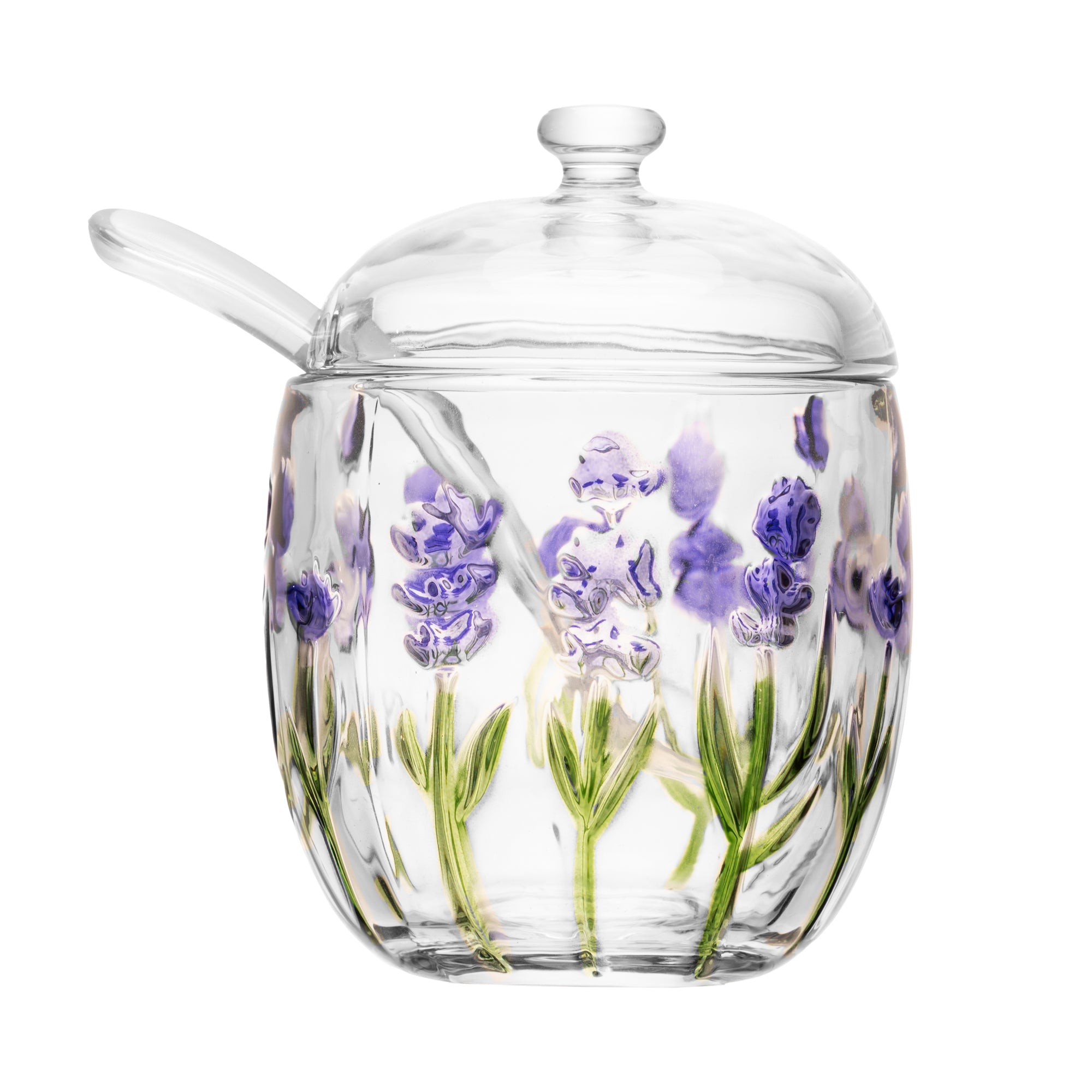 Açucareiro com Colher e Tampa Lavanda Hand Painting – Lyor