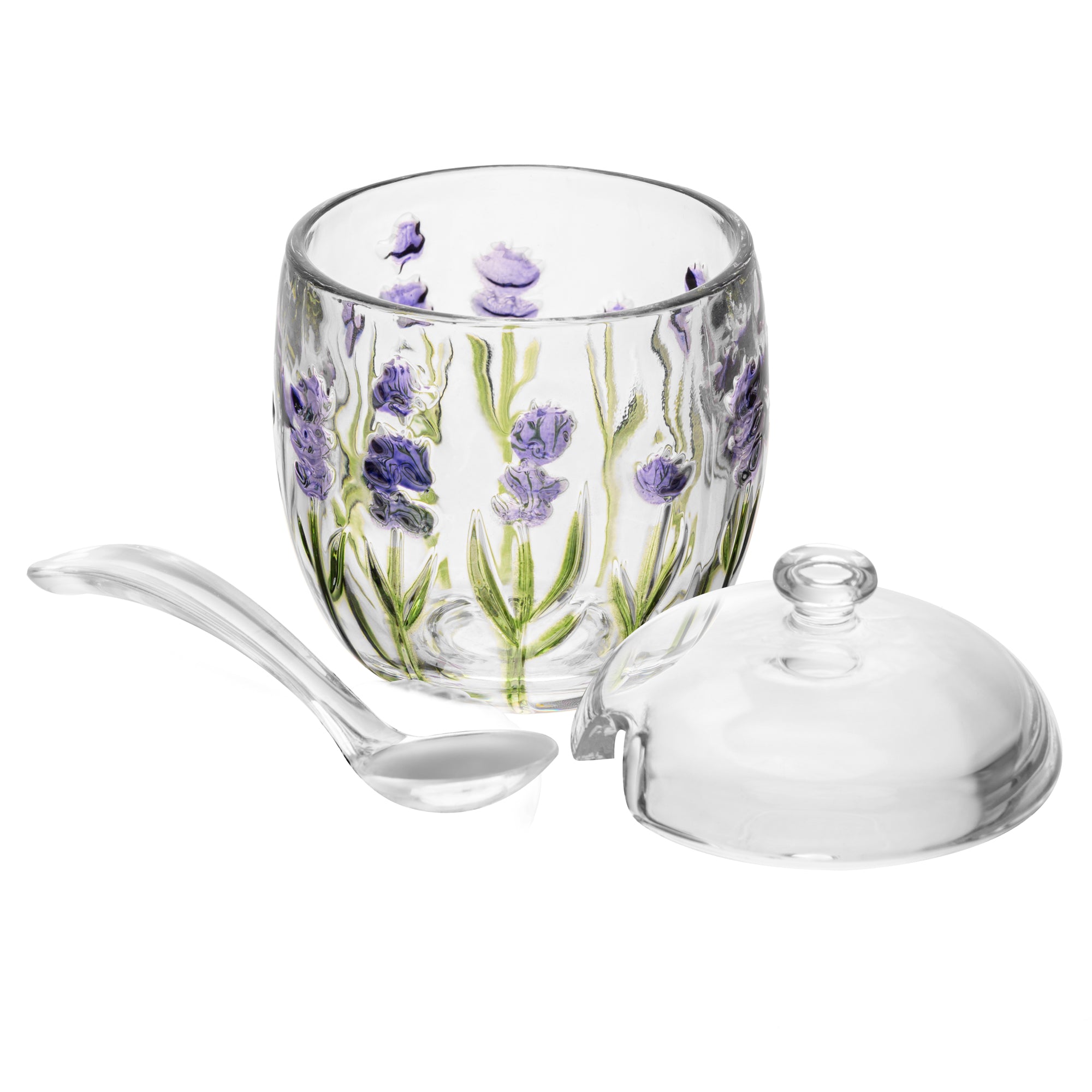 Açucareiro com Colher e Tampa Lavanda Hand Painting – Lyor