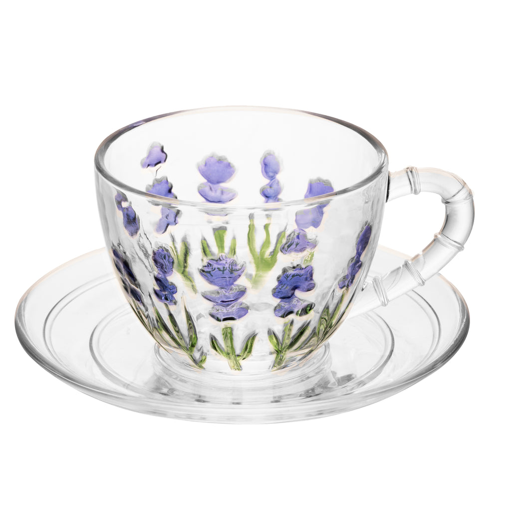 Xícara de Chá com Pires Lavanda Hand Painting 220ml – Lyor