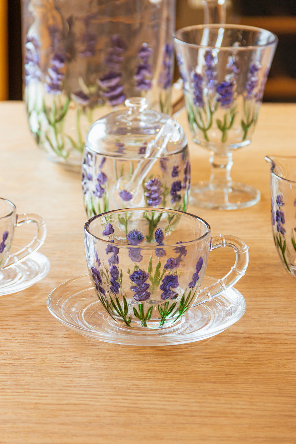 Xícara de Chá com Pires Lavanda Hand Painting 220ml – Lyor