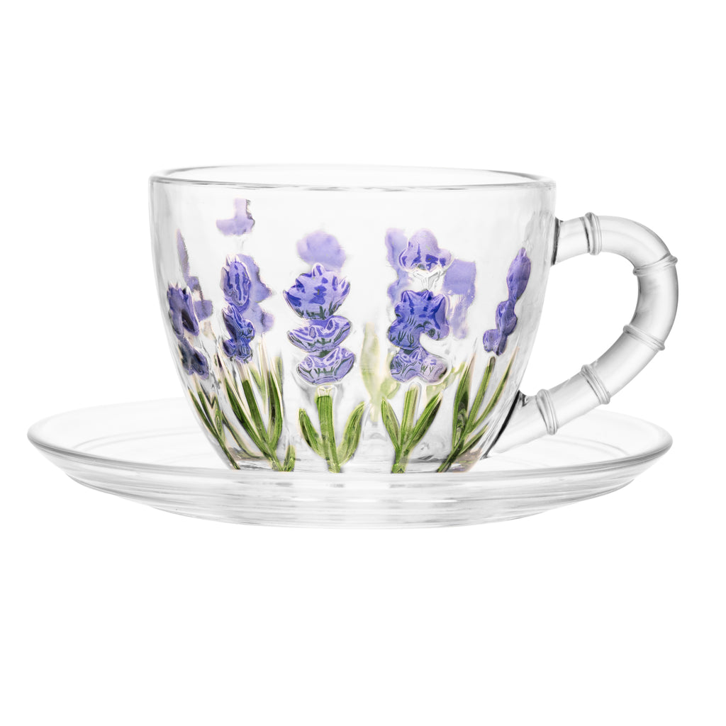 Xícara de Café com Pires Lavanda Hand Painting 80ml – Lyor