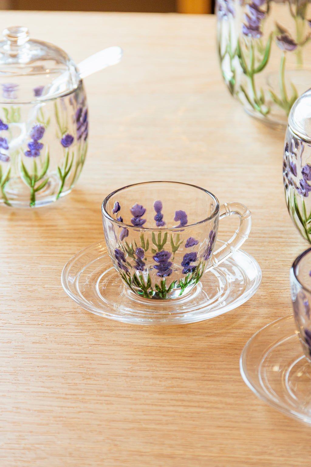Xícara de Café com Pires Lavanda Hand Painting 80ml – Lyor