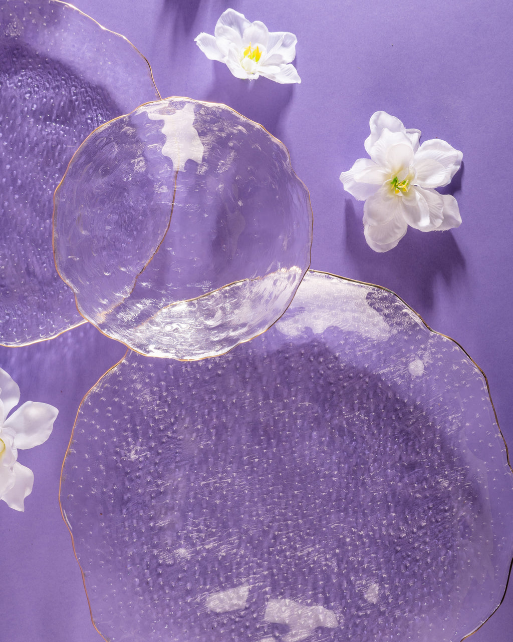 Prato para Servir Taj 20cm - Cristal Martelado com Borda Dourada