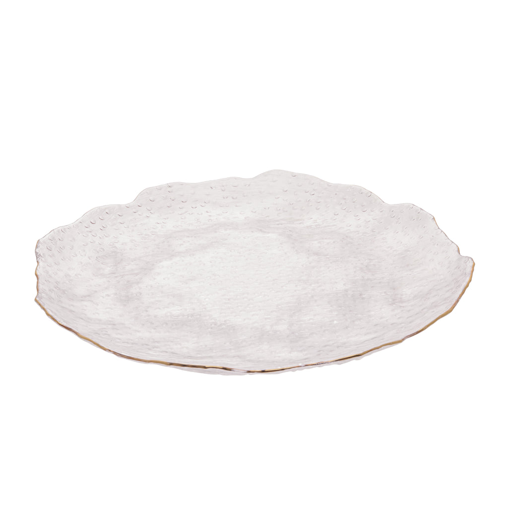 Prato para Servir Taj 20cm - Cristal Martelado com Borda Dourada