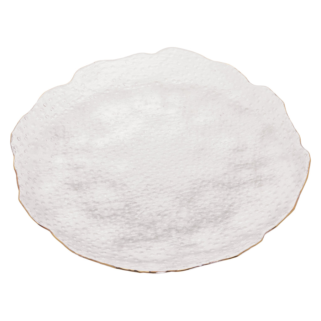 Prato para Servir Taj 20cm - Cristal Martelado com Borda Dourada