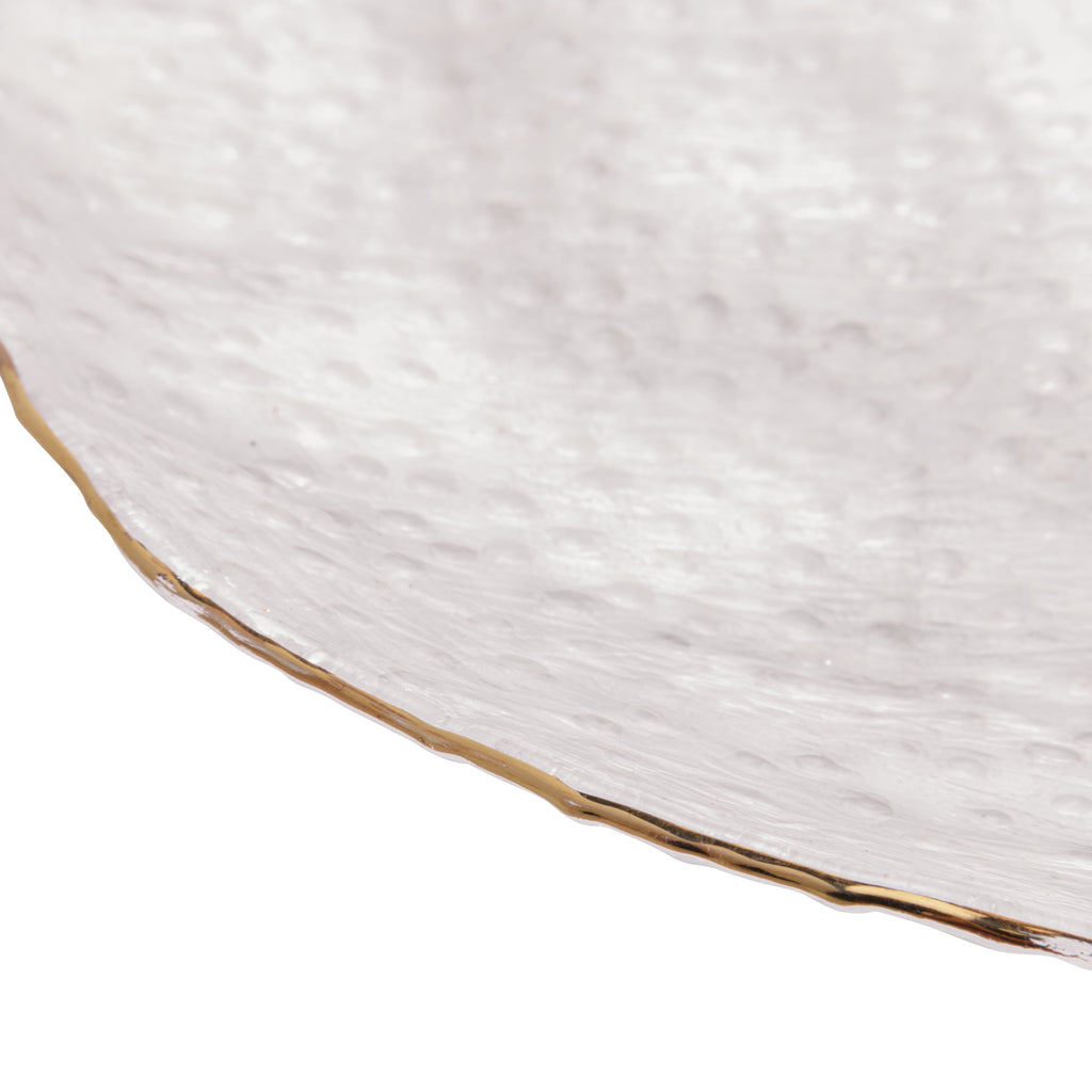 Prato para Servir Taj 20cm - Cristal Martelado com Borda Dourada