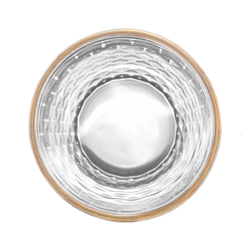 Conjunto 6 Copos Altos de Vidro com Fio de Ouro Bico de Abacaxi 330ml