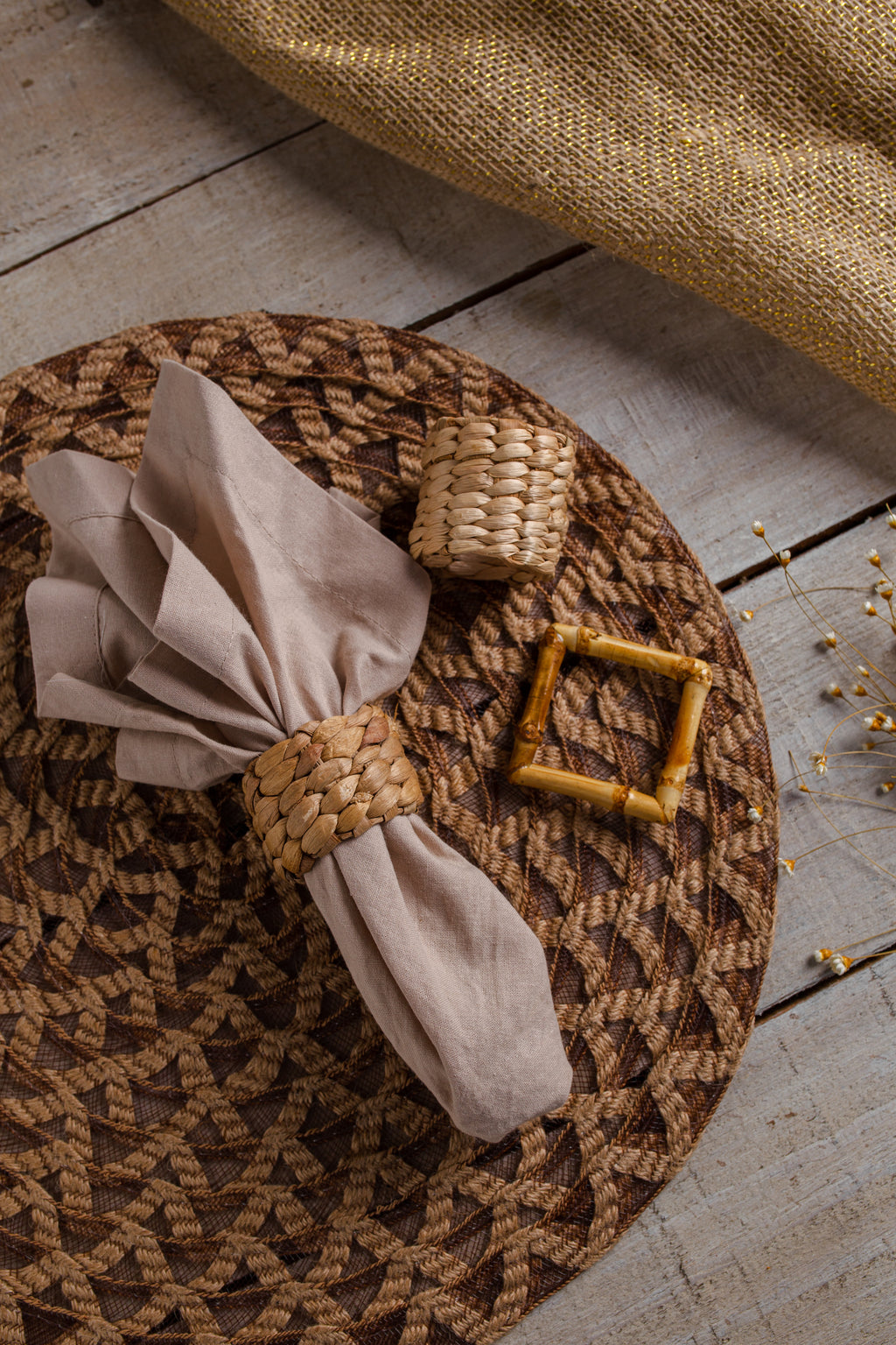 Conjunto 4 Anéis para Guardanapos - Fibra Natural