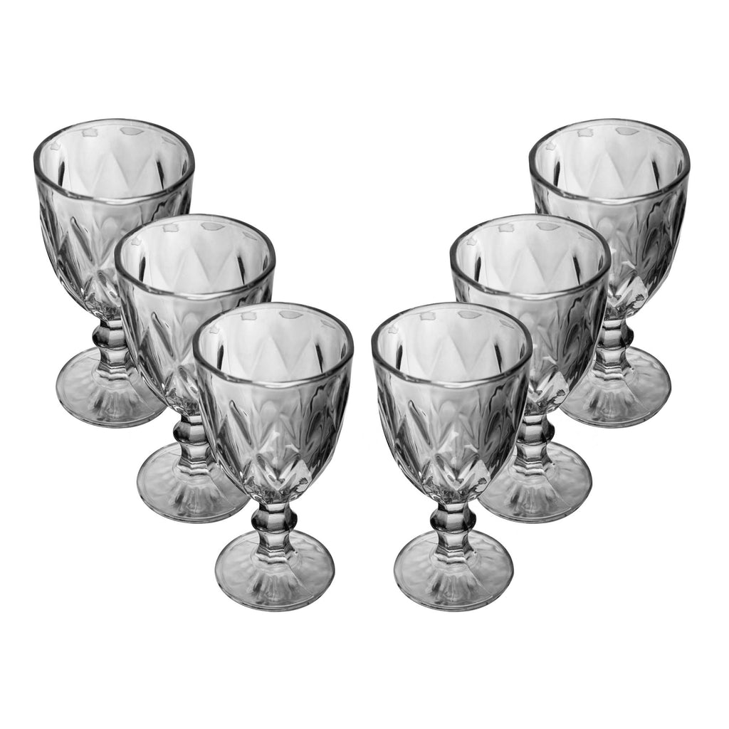 Conjunto 6 Taças de Água de Vidro Diamond Cinza Metalizado 325ml – Lyor